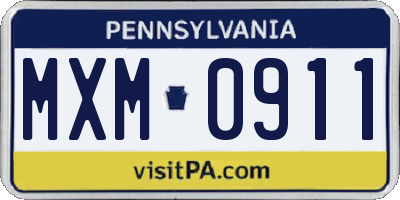 PA license plate MXM0911