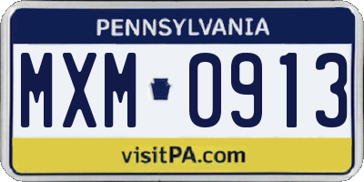 PA license plate MXM0913