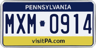 PA license plate MXM0914