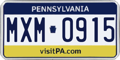 PA license plate MXM0915