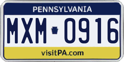PA license plate MXM0916