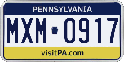 PA license plate MXM0917