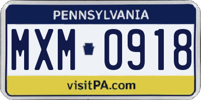 PA license plate MXM0918