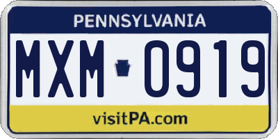 PA license plate MXM0919