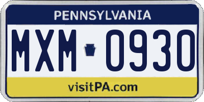 PA license plate MXM0930