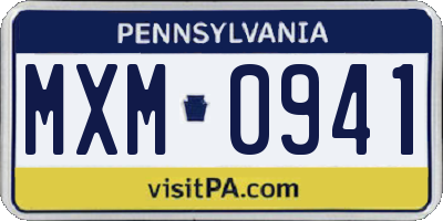 PA license plate MXM0941