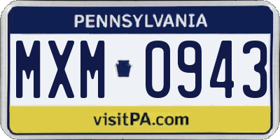 PA license plate MXM0943
