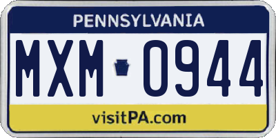 PA license plate MXM0944