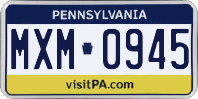 PA license plate MXM0945