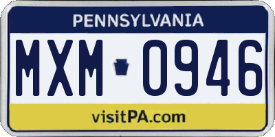 PA license plate MXM0946