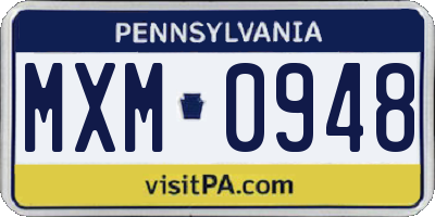 PA license plate MXM0948