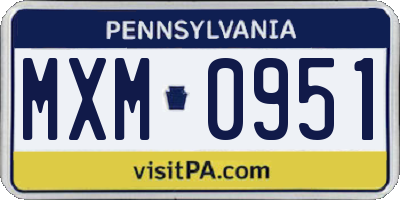 PA license plate MXM0951