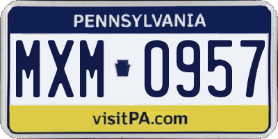 PA license plate MXM0957