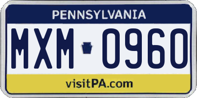 PA license plate MXM0960