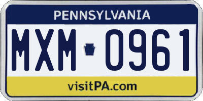 PA license plate MXM0961