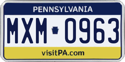 PA license plate MXM0963