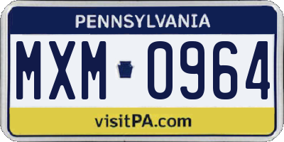 PA license plate MXM0964