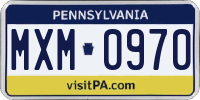 PA license plate MXM0970
