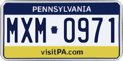 PA license plate MXM0971