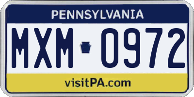 PA license plate MXM0972