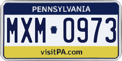 PA license plate MXM0973