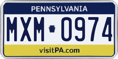 PA license plate MXM0974