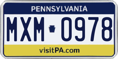 PA license plate MXM0978