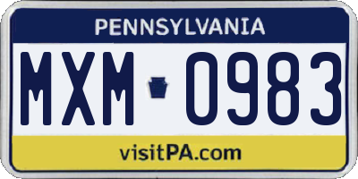 PA license plate MXM0983