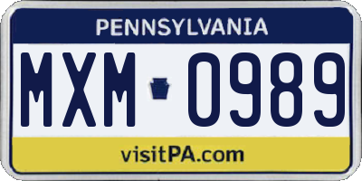 PA license plate MXM0989