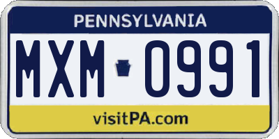 PA license plate MXM0991