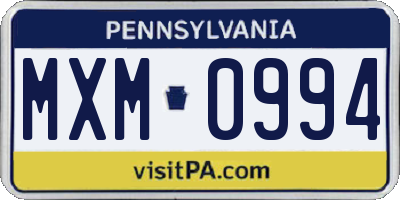 PA license plate MXM0994