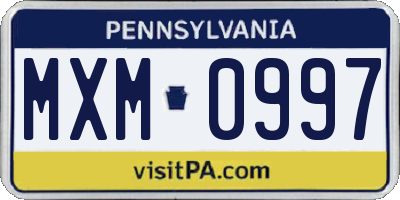 PA license plate MXM0997
