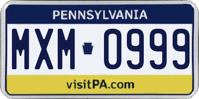 PA license plate MXM0999