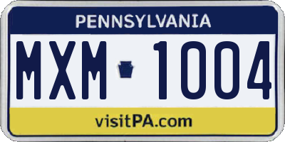 PA license plate MXM1004