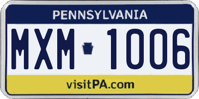 PA license plate MXM1006