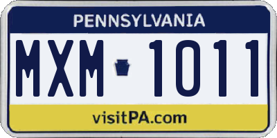 PA license plate MXM1011
