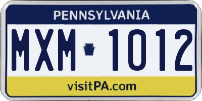 PA license plate MXM1012
