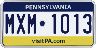 PA license plate MXM1013
