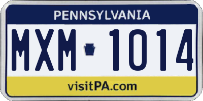 PA license plate MXM1014