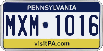 PA license plate MXM1016