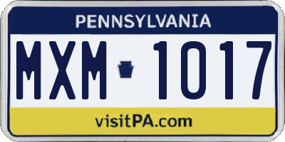 PA license plate MXM1017