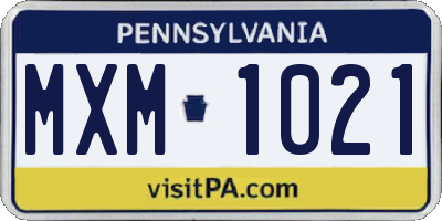 PA license plate MXM1021