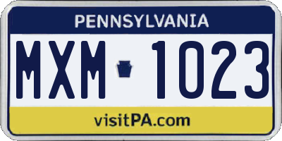 PA license plate MXM1023