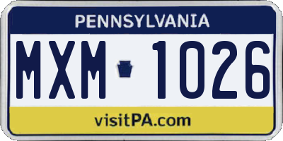 PA license plate MXM1026