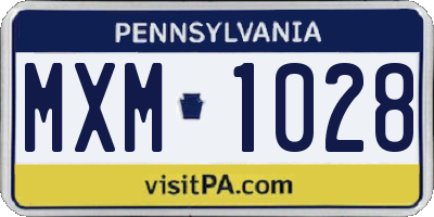 PA license plate MXM1028
