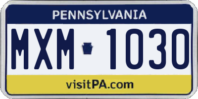 PA license plate MXM1030