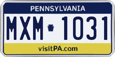 PA license plate MXM1031