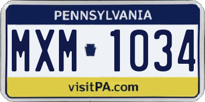 PA license plate MXM1034