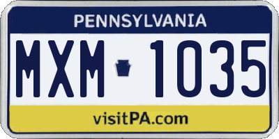 PA license plate MXM1035