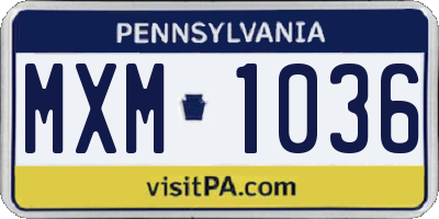 PA license plate MXM1036